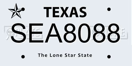 SEA8088 Texas License Plate