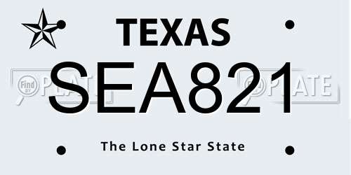 SEA821 Texas License Plate