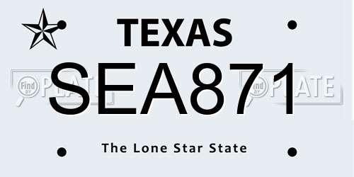 SEA871 Texas License Plate