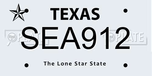 SEA912 Texas License Plate