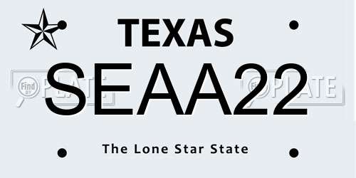 SEAA22 Texas License Plate