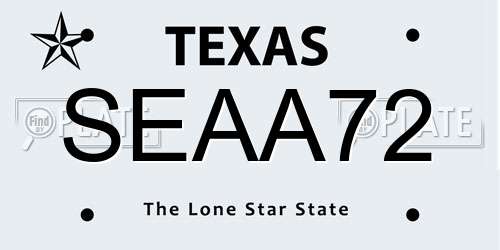 SEAA72 Texas License Plate