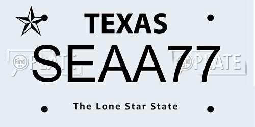 SEAA77 Texas License Plate