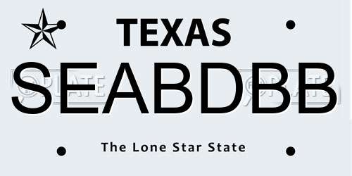 SEABDBB Texas License Plate