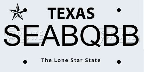 SEABQBB Texas License Plate