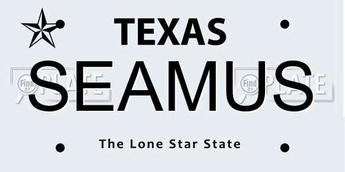 SEAMUS Texas License Plate