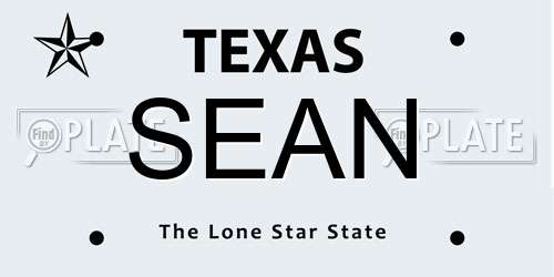 SEAN Texas License Plate