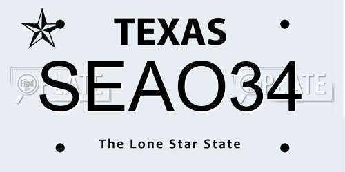 SEAO34 Texas License Plate
