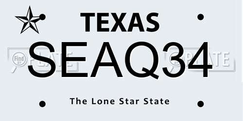 SEAQ34 Texas License Plate