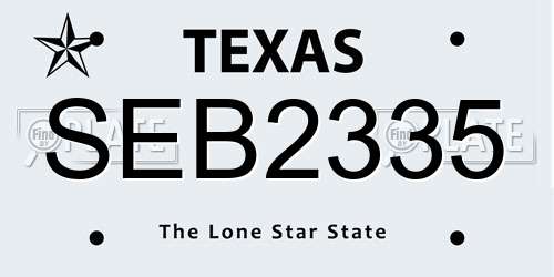 SEB2335 Texas License Plate