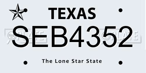 SEB4352 Texas License Plate