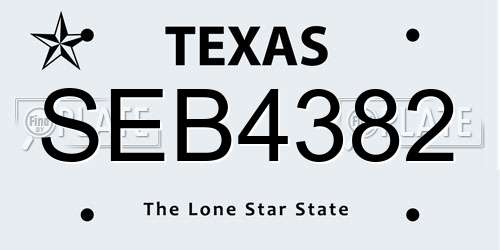 SEB4382 Texas License Plate