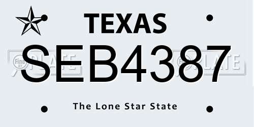SEB4387 Texas License Plate