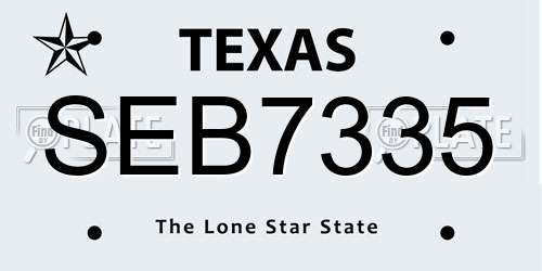 SEB7335 Texas License Plate