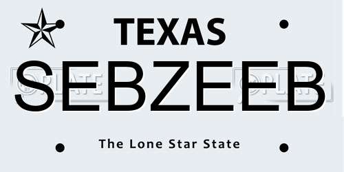 SEBZEEB Texas License Plate