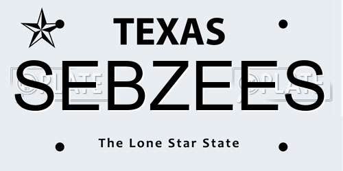 SEBZEES Texas License Plate
