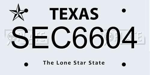 SEC6604 Texas License Plate