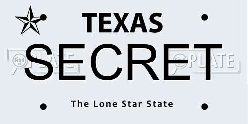 SECRET Texas License Plate