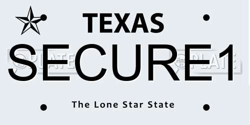 SECURE1 Texas License Plate