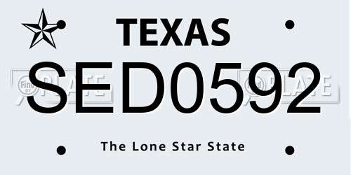 SED0592 Texas License Plate