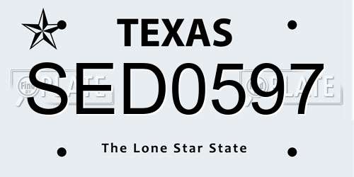 SED0597 Texas License Plate