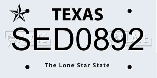 SED0892 Texas License Plate