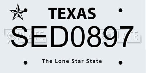 SED0897 Texas License Plate