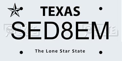 SED8EM Texas License Plate