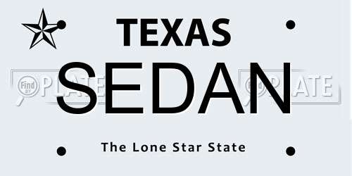 SEDAN Texas License Plate