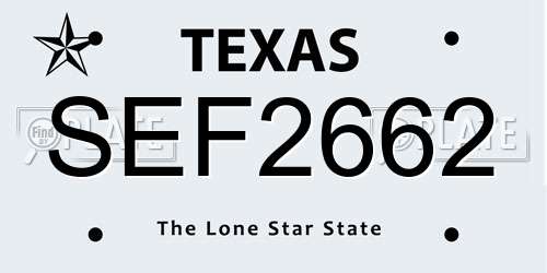 SEF2662 Texas License Plate