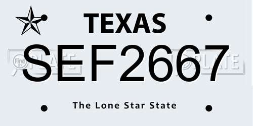 SEF2667 Texas License Plate
