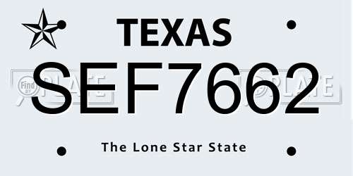 SEF7662 Texas License Plate