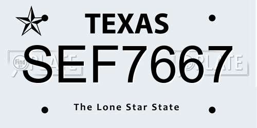 SEF7667 Texas License Plate