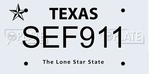 SEF911 Texas License Plate