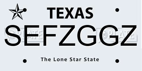 SEFZGGZ Texas License Plate