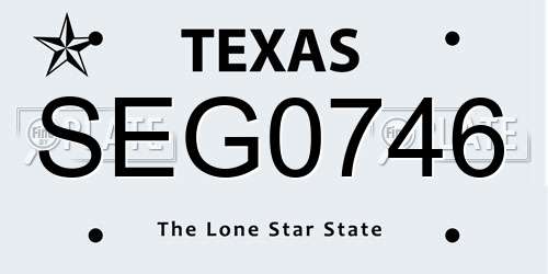 SEG0746 Texas License Plate