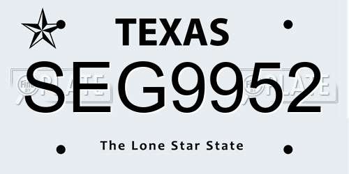 SEG9952 Texas License Plate