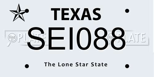 SEI088 Texas License Plate
