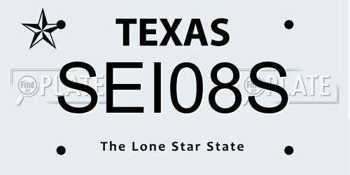 SEI08S Texas License Plate