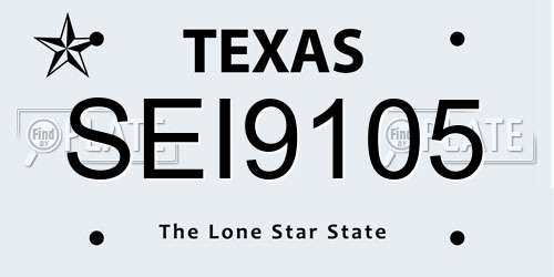 SEI9105 Texas License Plate