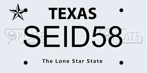 SEID58 Texas License Plate