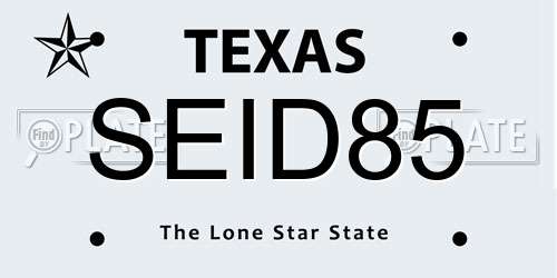 SEID85 Texas License Plate
