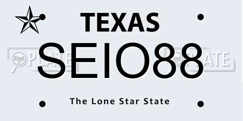 SEIO88 Texas License Plate