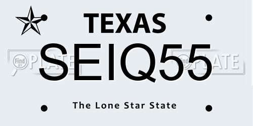 SEIQ55 Texas License Plate