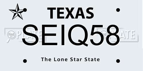 SEIQ58 Texas License Plate