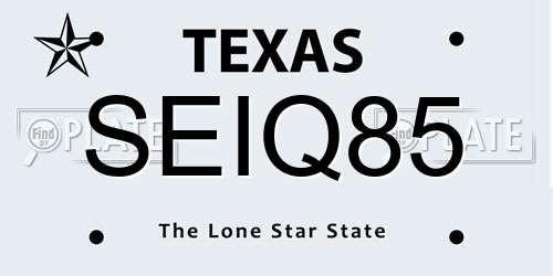 SEIQ85 Texas License Plate