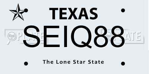 SEIQ88 Texas License Plate