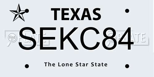 SEKC84 Texas License Plate