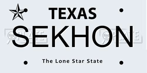 SEKHON Texas License Plate