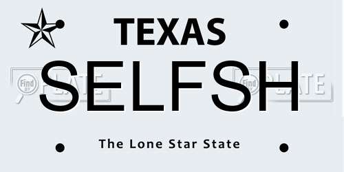 SELFSH Texas License Plate